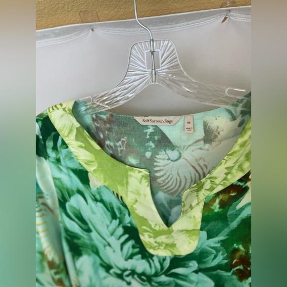 Soft Surroundings Tropical Green Havana Maxi Dress Size petite small - Picture 3 of 8